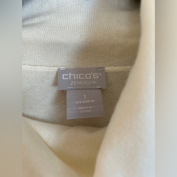 Chico’s Zenergy Cotton Cashmere Cowl Dolman Pullover Sweater. Ecru/Cream Size 1 - Picture 4 of 9